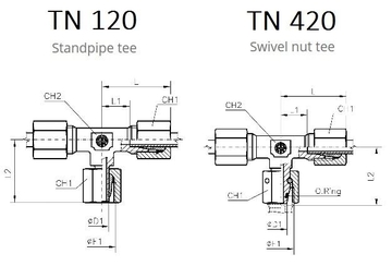 TN120, TN420 Тройник (гайка по центру)