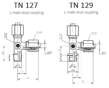 Тройник (штуцер в тело с боку) TN127, TN129